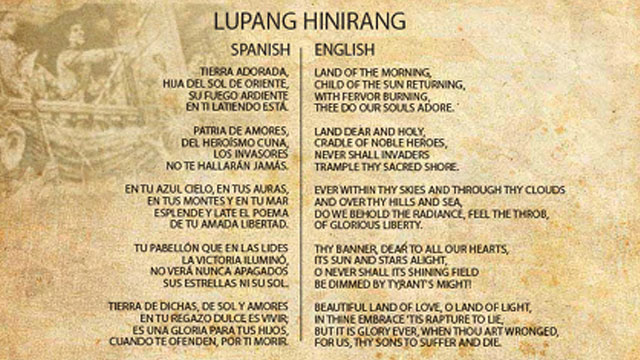 Philippine National Anthemlupang Hinirang Panunumpa Sa Watawat Ng