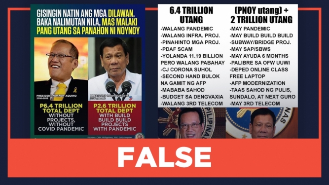 False Noynoy Aquino Incurred P6 4 Trillion Debt Higher Than Duterte