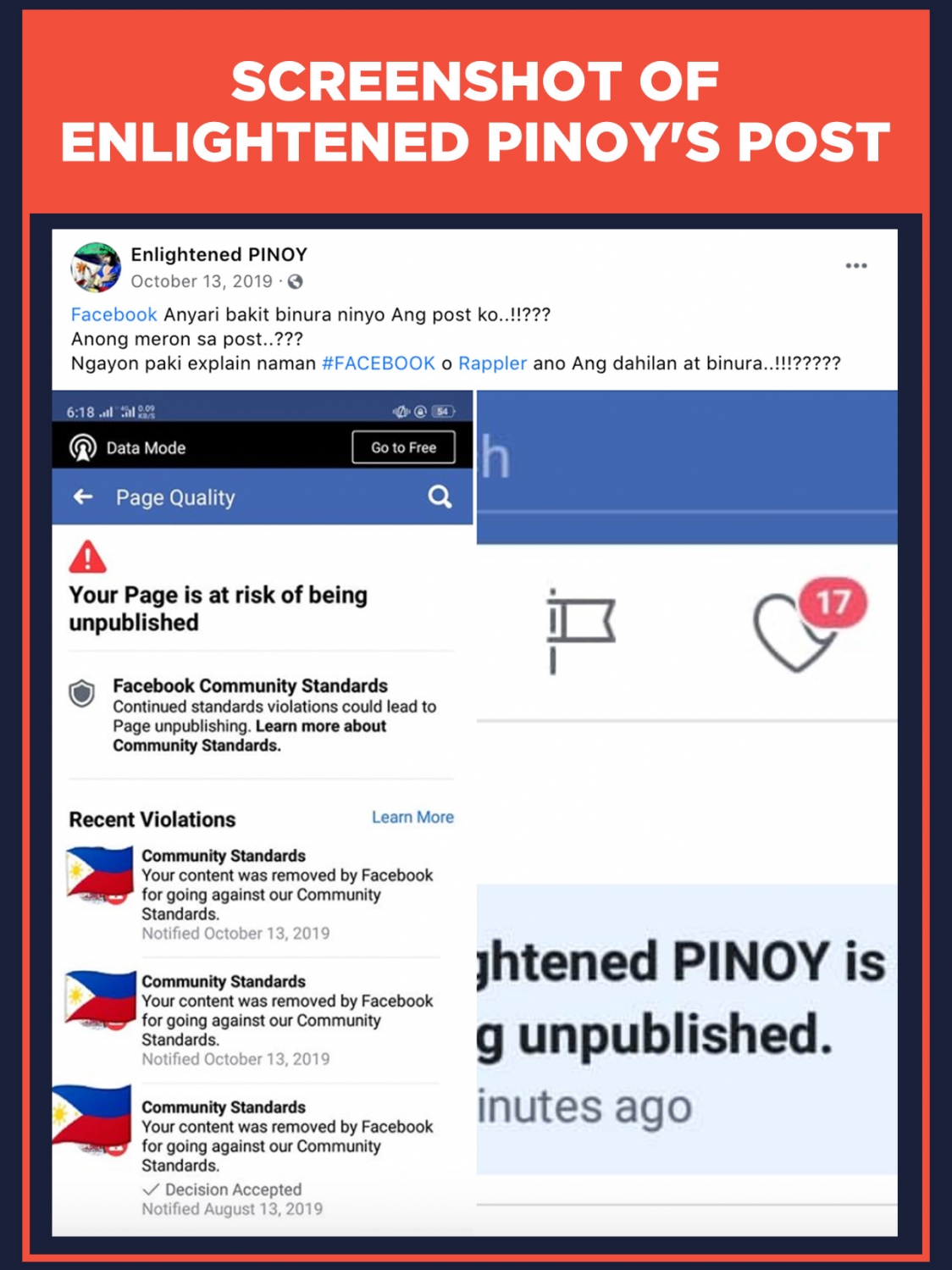 Screenshot of Enlightened PINOY's post