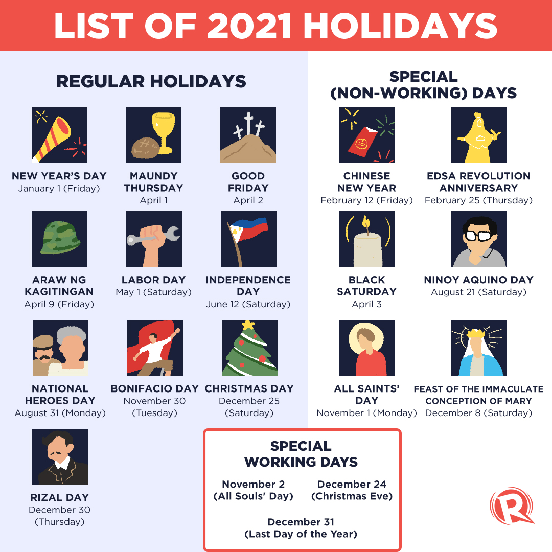 List Philippine Holidays For 2021 State & national holidays are included into free printable calendar. list philippine holidays for 2021