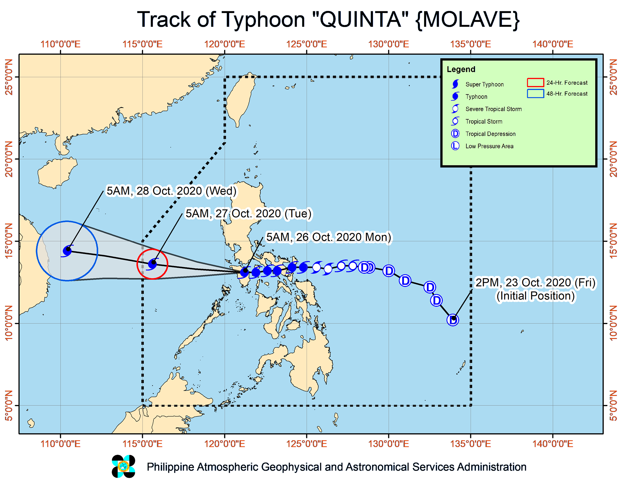 Topan Quinta meninggalkan daratan melalui Occidental Mindoro