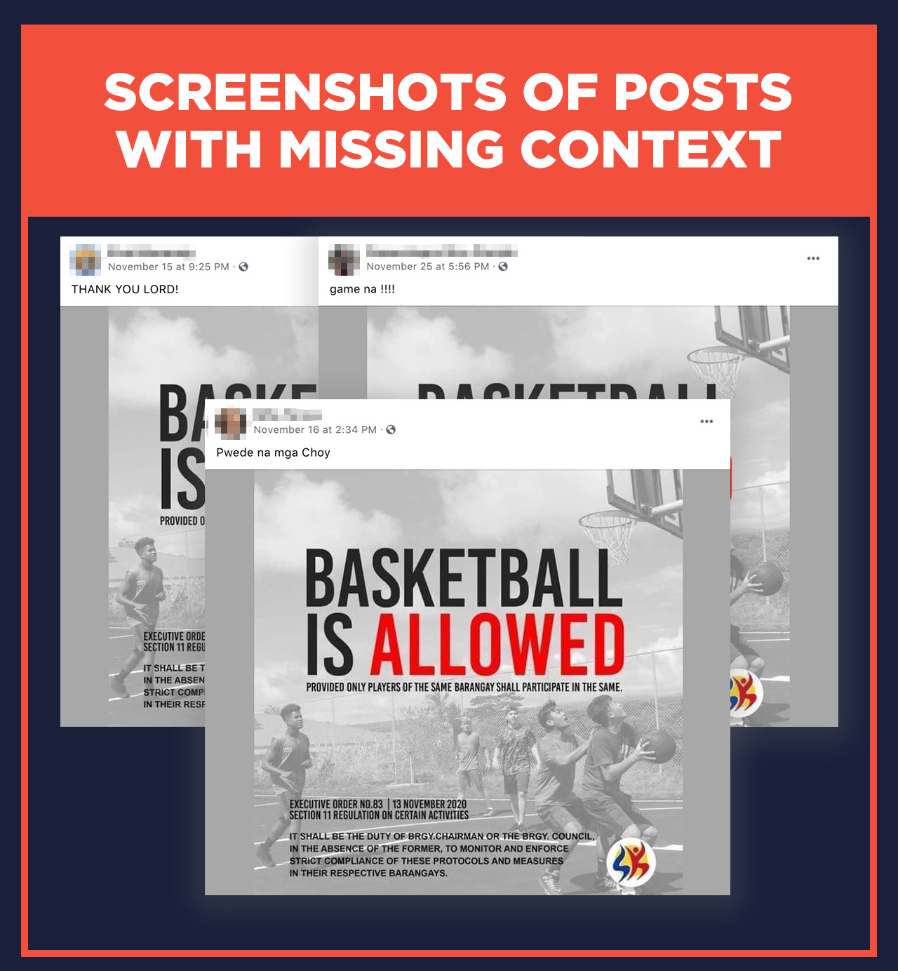 MISSING CONTEXT POSTS Basketball allowed within barangays