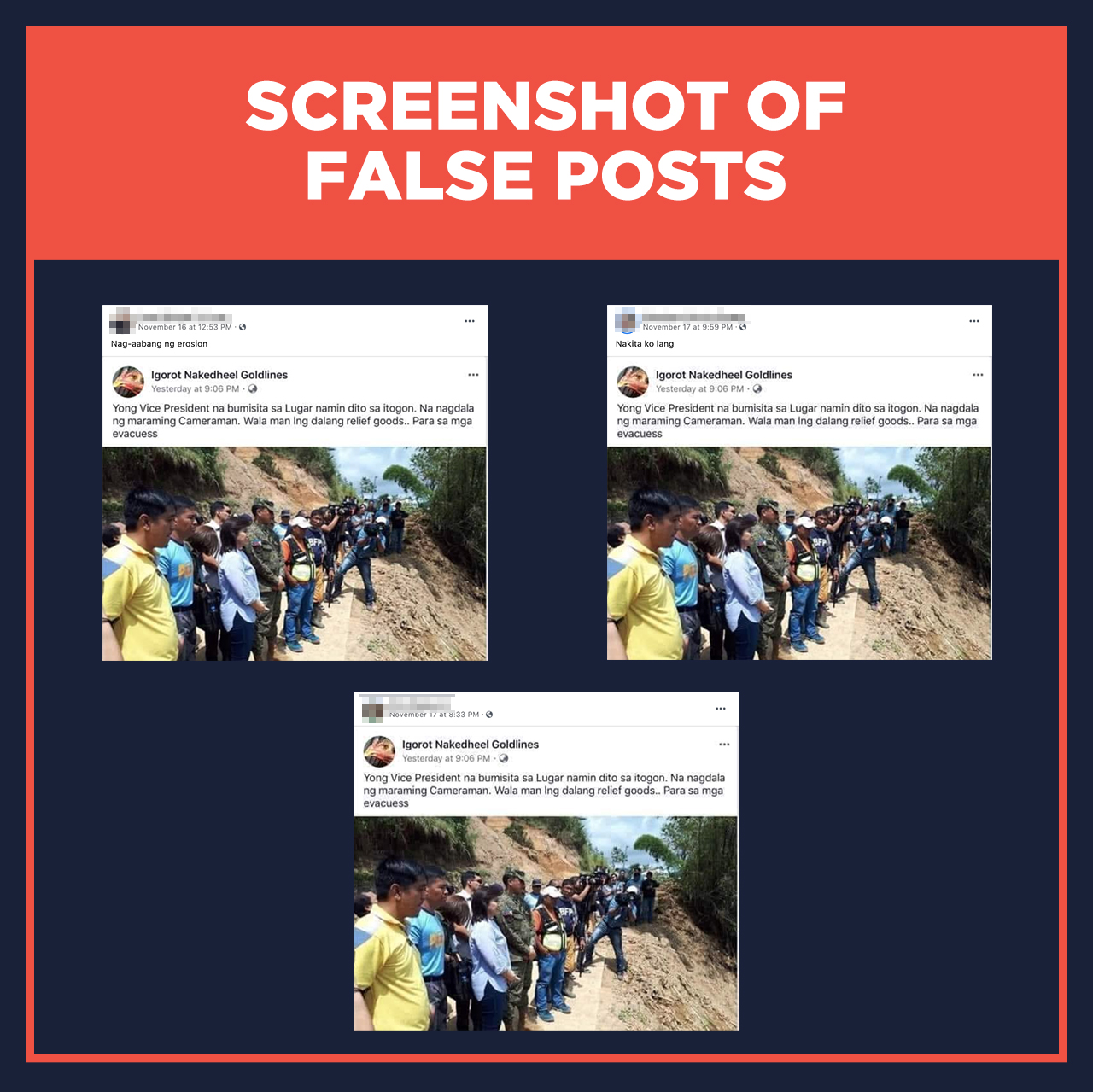 FALSE POSTS Robredo did not give aid to Itogon evacuees