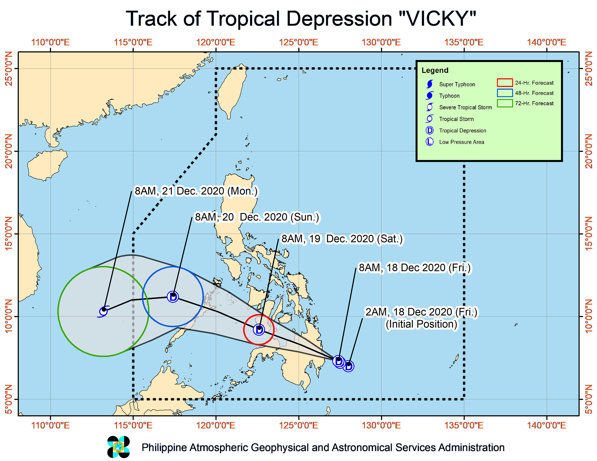 Depresi Tropis Vicky mendekat ke kawasan Davao Oriental-Surigao del Sur