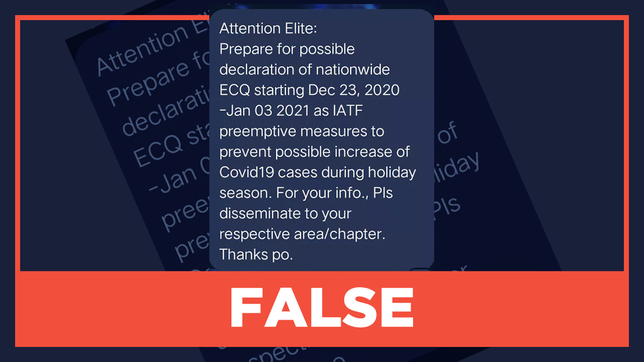 False Philippine Gov T To Impose Nationwide Ecq From December 23 To January 3