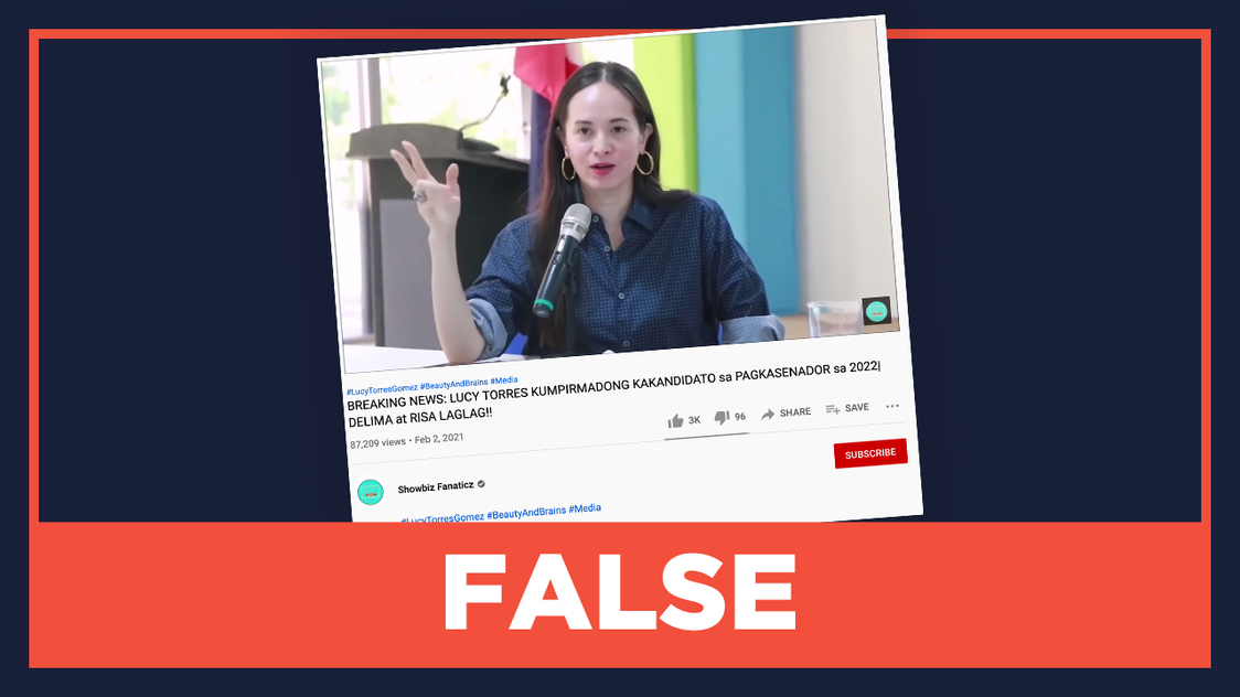 FALSE: Lucy Torres confirms her senatorial candidacy - Vimarsana News