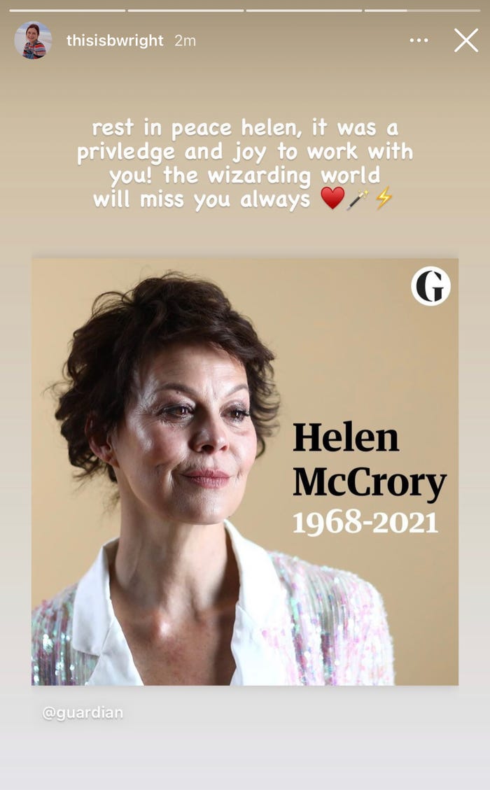 Pemeran ‘Harry Potter’ memberikan penghormatan kepada Helen McCrory