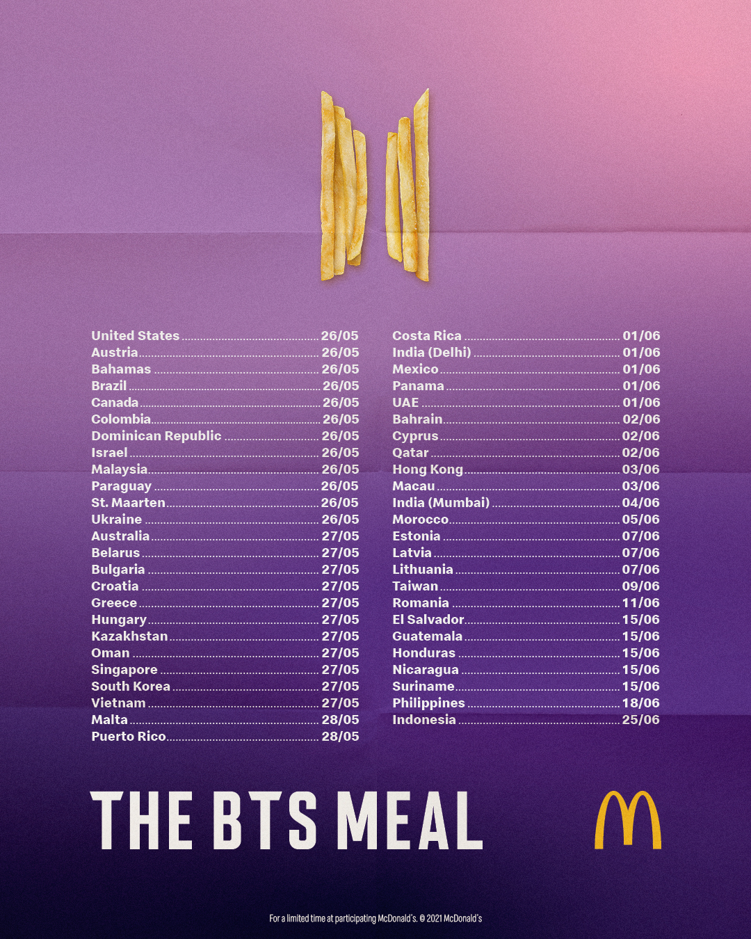 when will the bts meal end in philippines