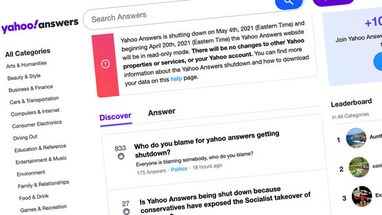 Yahoo Answers To Close On May 4