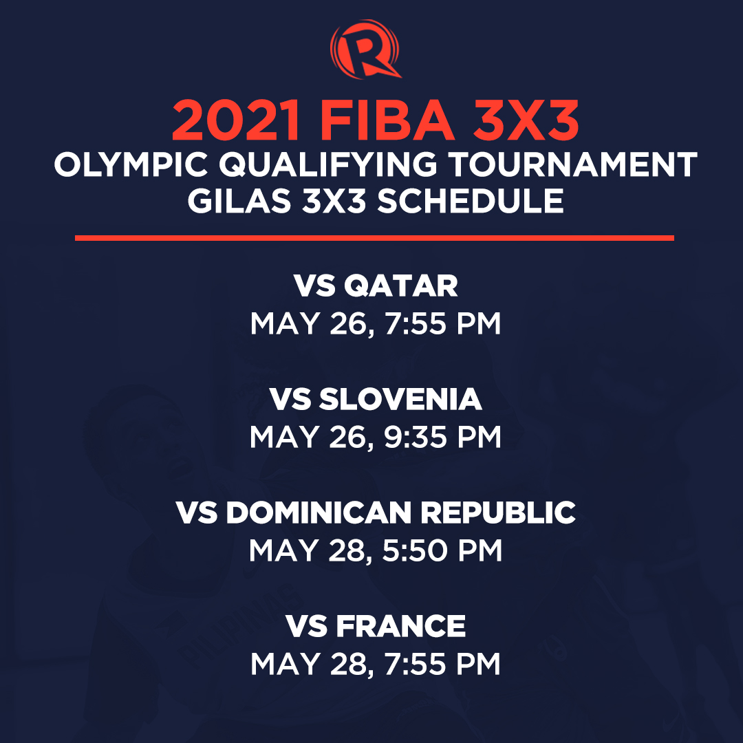 SCHEDULE Gilas Pilipinas 3x3 at FIBA Olympic Qualifying Tournament