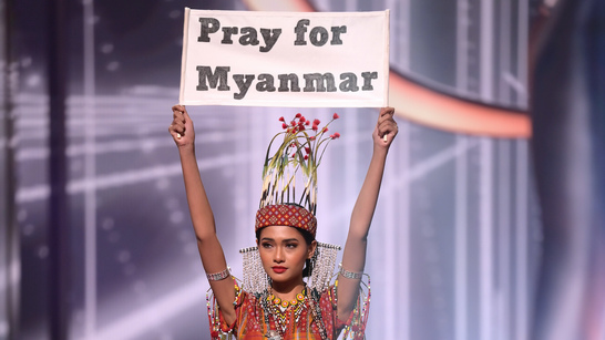 Myanmar, Singapore bets make statements with Miss Universe national costumes
