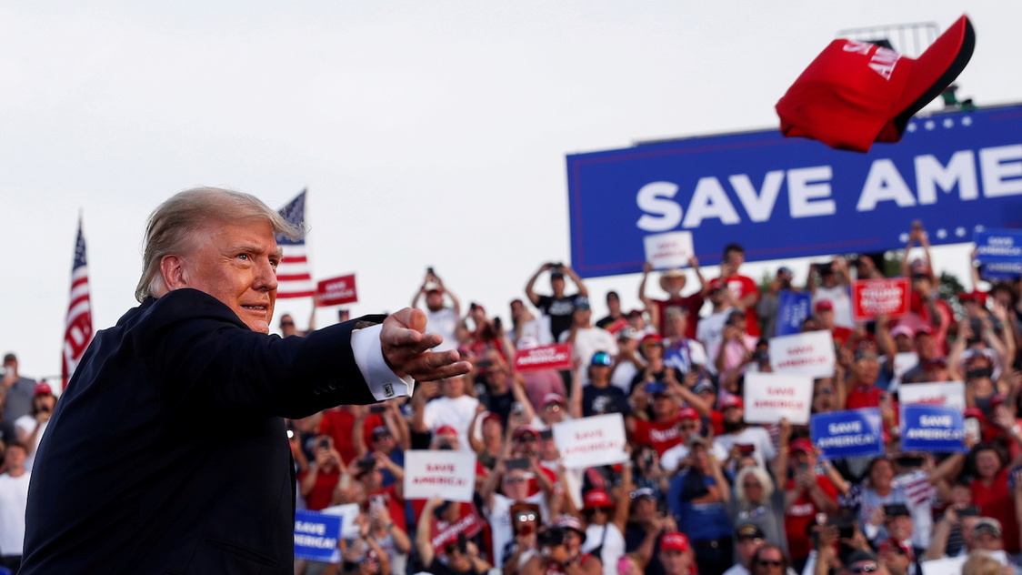 At Ohio rally, Trump knocks Biden on border, hints at 2024 plans