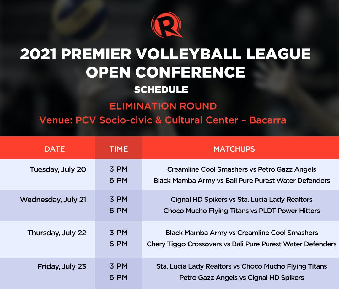 2021 PVL Open Conference schedule as of July 19, 2021