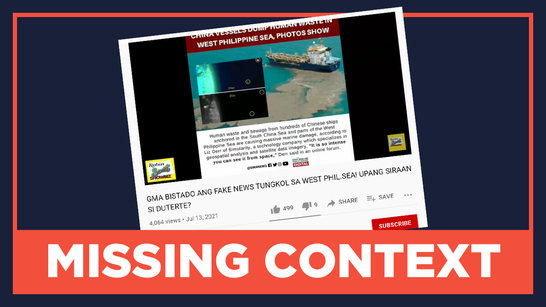 Missing Context Gma Shared Fake News On Chinese Ships Dumping Into West Ph Sea