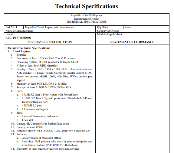 Setelah kemunduran, DOH menghentikan pembelian 4 laptop senilai P700,000