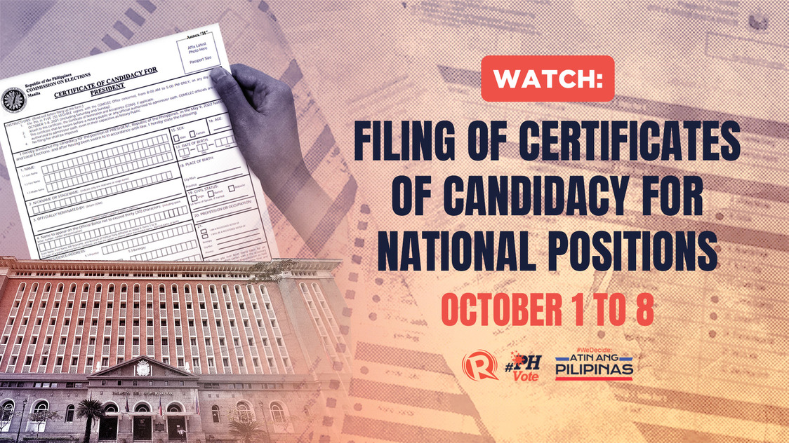 WATCH: Filing of certificates of candidacy for national positions- October 1 to 8 - Vimarsana News