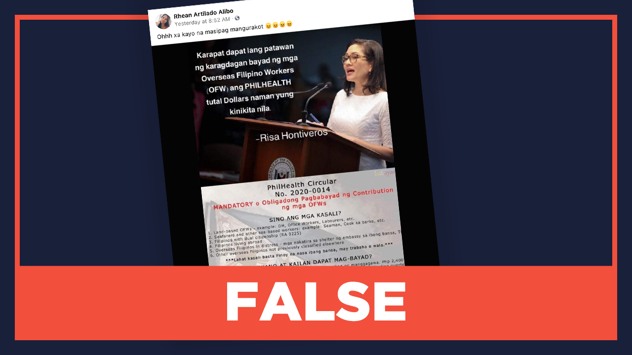 FALSE: Risa Hontiveros quote on OFWs paying higher PhilHealth rate