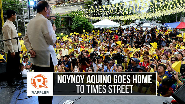 WATCH: Noynoy Aquino goes home to Times Street