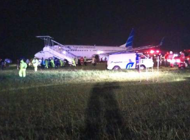 Pesawat Garuda Indonesia tergelincir di Bandara 