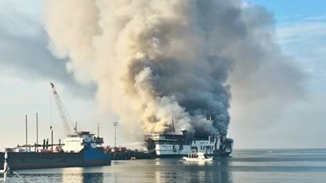 Passenger ship catches fire in Ormoc port