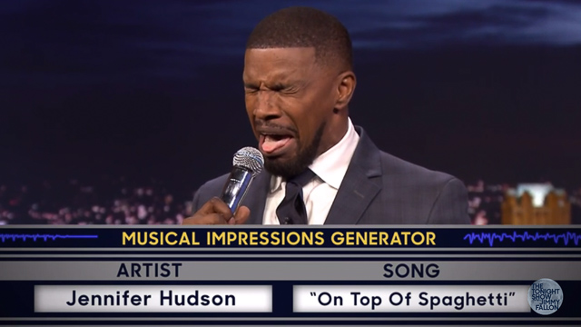 Watch Jamie Foxx Slays John Legend Jennifer Hudson Impressions On Fallon watch jamie foxx slays john legend
