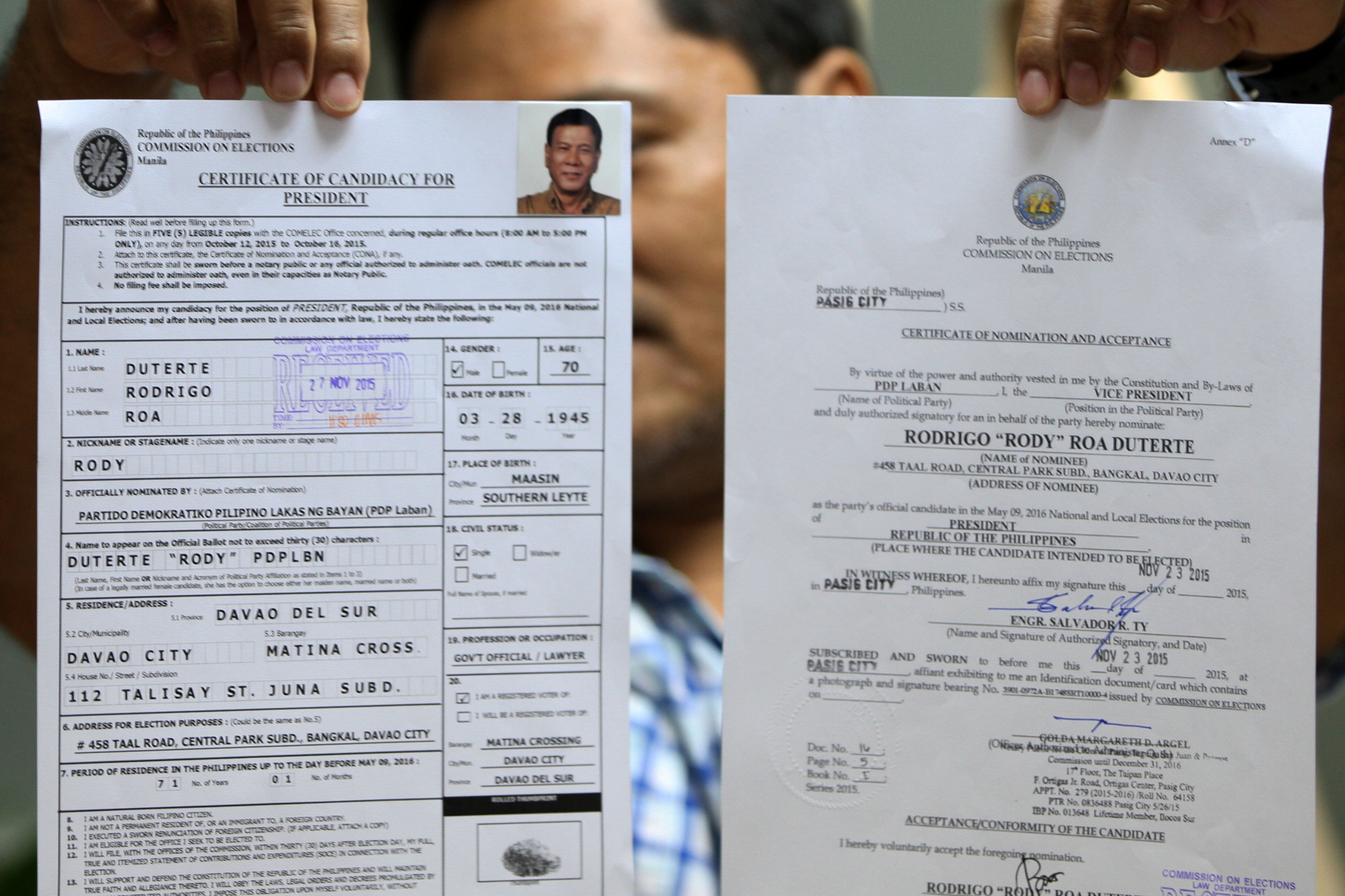 Duterte Faces 1st Petition Vs Presidential Bid