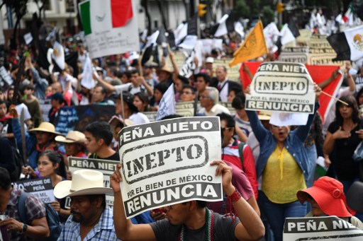 Thousands protest for Mexican leader to 'resign now'